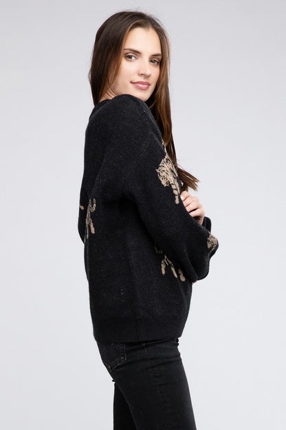 Bohemian Tiger Pattern Pullover Sweater