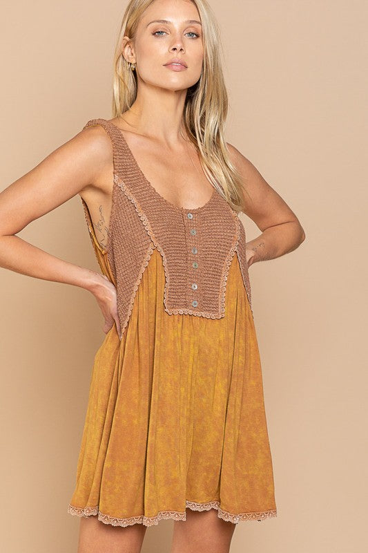 Bohemian Perfect Flowy Fit Thermal Knit Paneled Tank Top