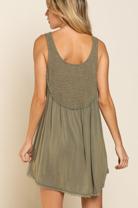 Bohemian Perfect Flowy Fit Thermal Knit Paneled Tank Top