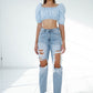 Bohemian Ripped Raw Hem Boyfriend Jeans