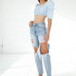 Bohemian Ripped Raw Hem Boyfriend Jeans