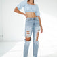 Bohemian Ripped Raw Hem Boyfriend Jeans