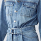 Bohemian Belted Collared Button Front Denim Workwear Jumpsuit