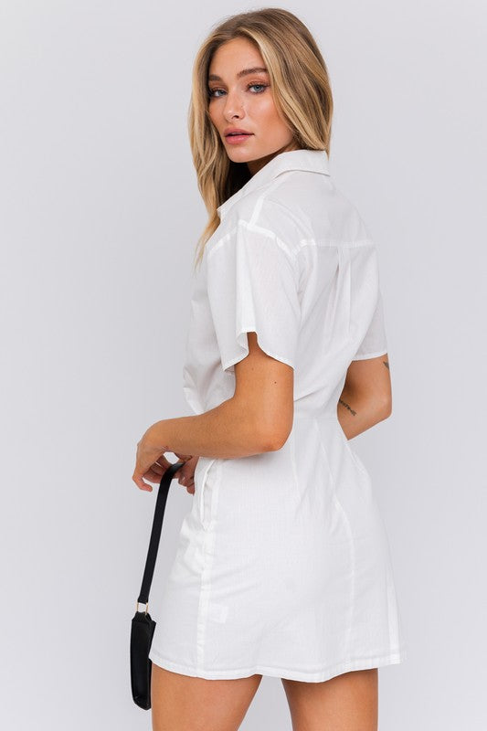 Bohemian Half Sleeve Shirt Mini Dress