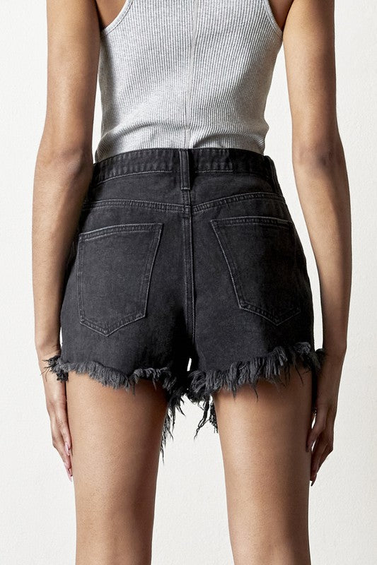 Bohemian Destroyed Flip Waist Band Denim Shorts