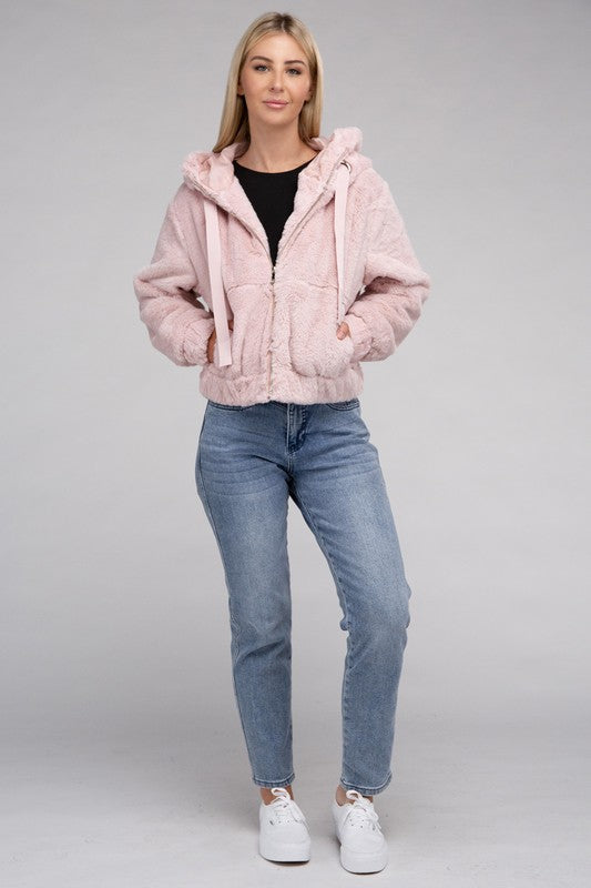 Bohemian Soft Plush Fluffy Zip Up Teddy Hoodie OliverandJade