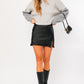 Bohemian Color Block Oversized Cropped Mock Neck Sweater