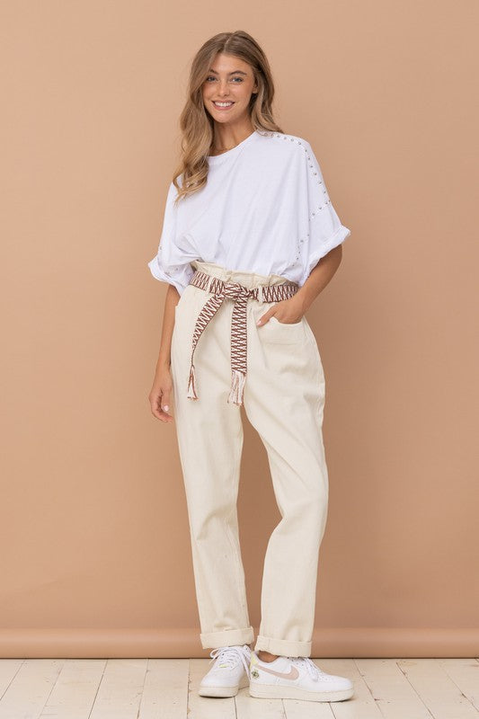 Bohemian Studded Oversized High Low T Shirt