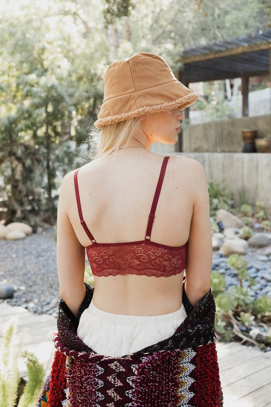 Bohemian Velvet Longline Lace Bralette