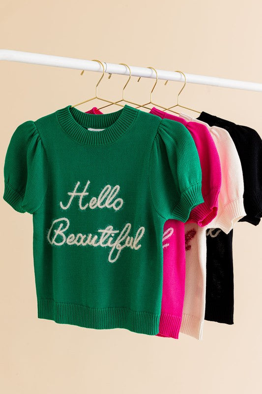 Bohemian Hello Beautiful Short Sleeve Sweater Top