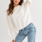 Bohemian Fuzzy Sweater with Back Ruching