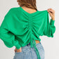 Bohemian Fuzzy Sweater with Back Ruching