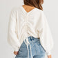 Bohemian Fuzzy Sweater with Back Ruching