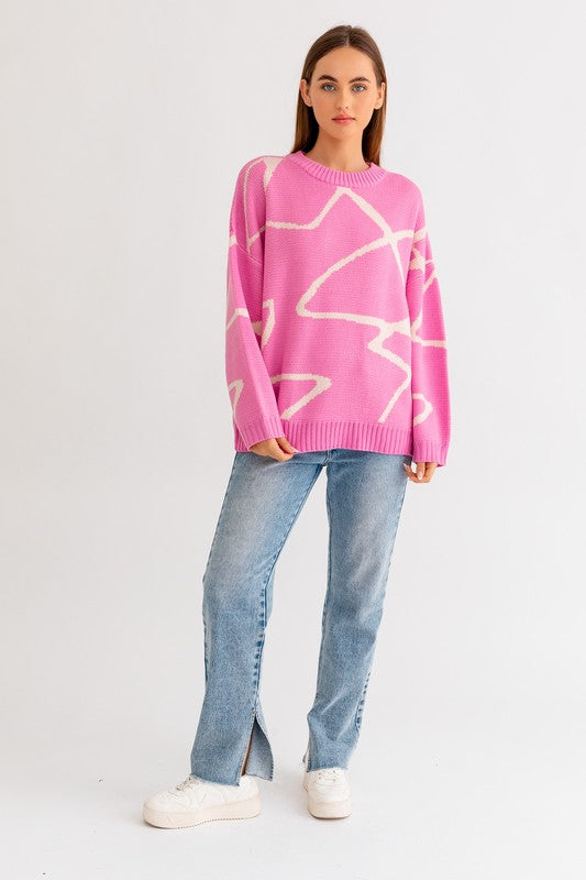 Bohemian Abstract Pattern Oversized Sweater Top