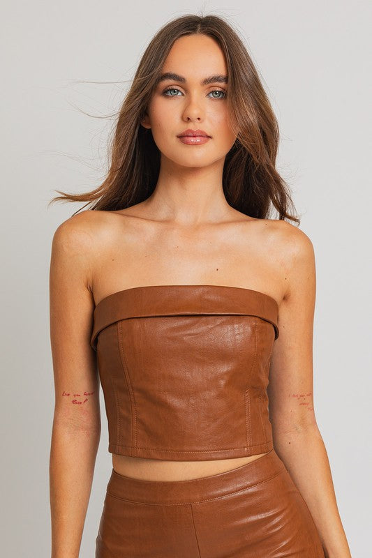 Bohemian Corset Vegan Leather Tube Top