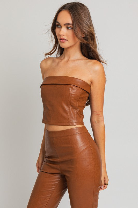 Bohemian Corset Vegan Leather Tube Top