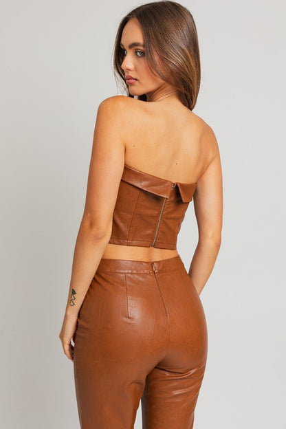 Bohemian Corset Vegan Leather Tube Top