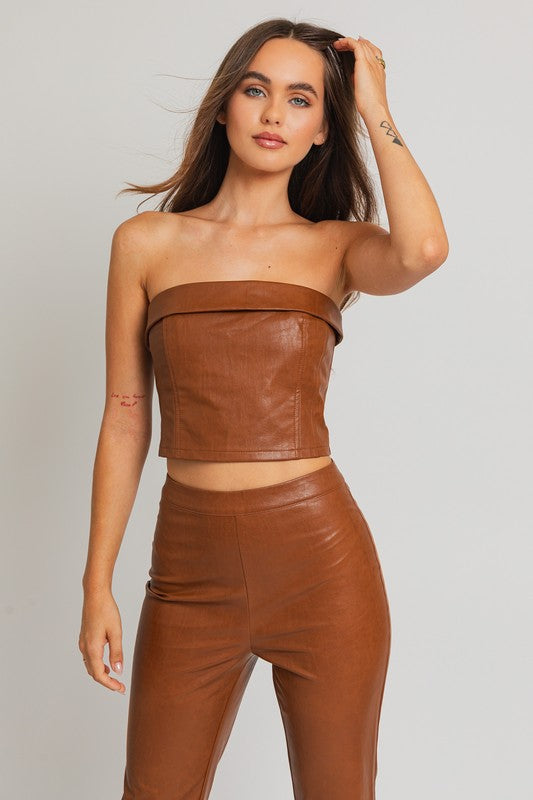 Bohemian Corset Vegan Leather Tube Top