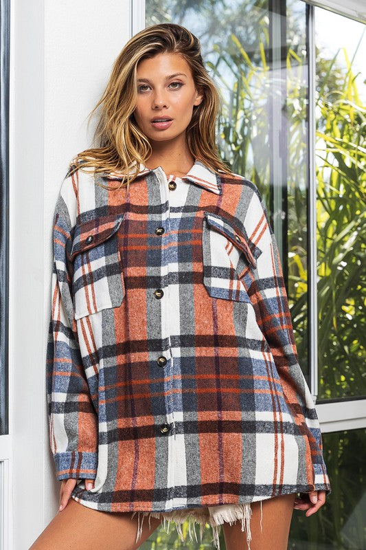 Bohemian Plaid Cozy Oversized Flannel Shirt