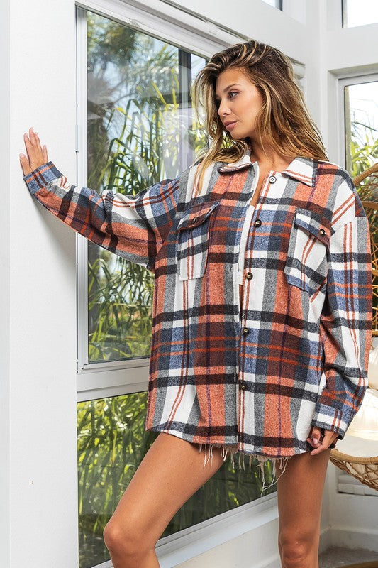 Bohemian Plaid Cozy Oversized Flannel Shirt