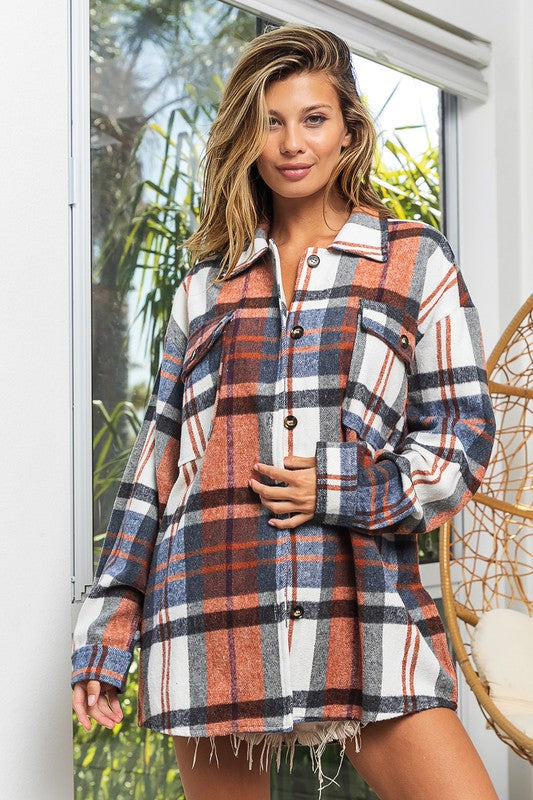 Bohemian Plaid Cozy Oversized Flannel Shirt