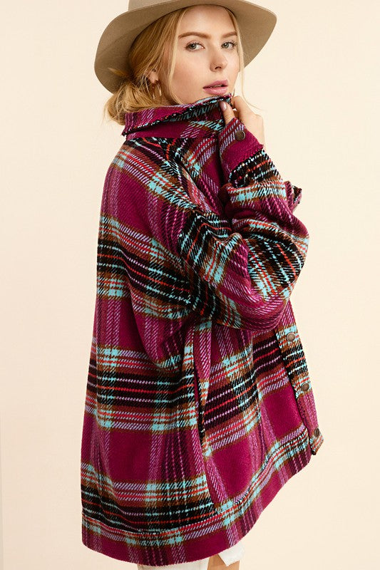 Bohemian Plaid Hailee Wool Blend Flannel Jacket