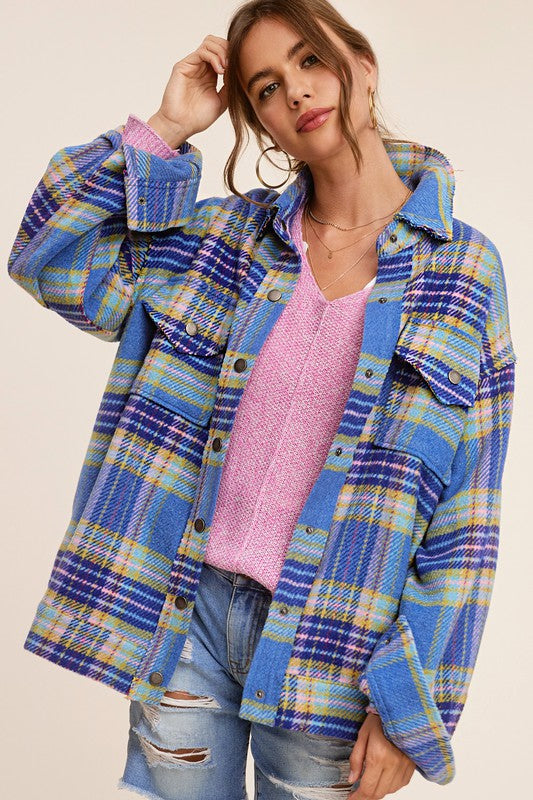 Bohemian Plaid Hailee Wool Blend Flannel Jacket