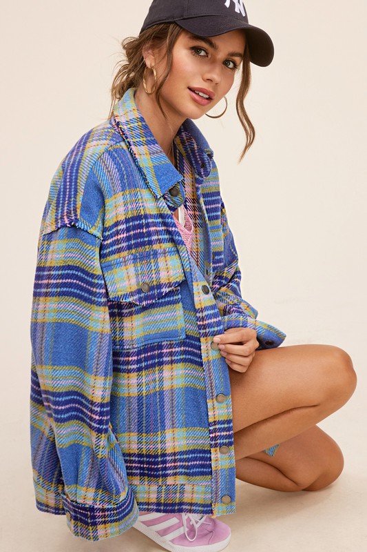 Bohemian Plaid Hailee Wool Blend Flannel Jacket