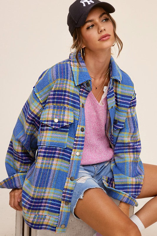 Bohemian Plaid Hailee Wool Blend Flannel Jacket