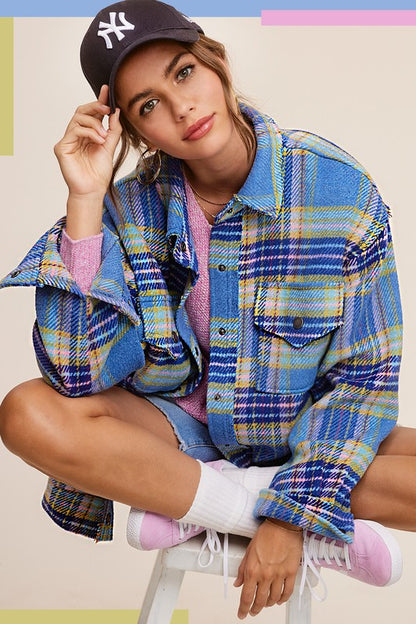 Bohemian Plaid Hailee Wool Blend Flannel Jacket