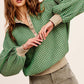 Bohemian Oversized Two-Tone Textured Long Sleeve Top