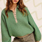 Bohemian Oversized Two-Tone Textured Long Sleeve Top