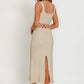 Bohemian Square Neck Sleeveless Crochet Midi Dress