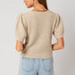 Bohemian Puff Sleeve Round Neck Texture Sweater Top