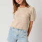 Bohemian Puff Sleeve Round Neck Texture Sweater Top