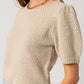 Bohemian Puff Sleeve Round Neck Texture Sweater Top