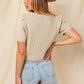 Bohemian Puff Sleeve Round Neck Texture Sweater Top