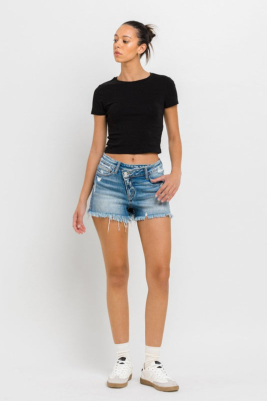 Bohemian High Rise Distressed Criss Crossover Shorts – OliverandJade