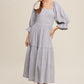 Bohemian Ditzy Floral Embroidery Puff Sleeve Maxi Dress