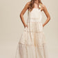 Bohemian Laced and Tiered Romantic Overall Maxi Dress