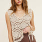 Bohemian Self Side Tie Detailed Crochet Vest Top