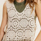 Bohemian Self Side Tie Detailed Crochet Vest Top