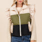 Color Block Ruffle Trim Puffer Vest