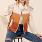 Color Block Ruffle Trim Puffer Vest