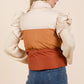 Color Block Ruffle Trim Puffer Vest