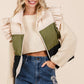 Color Block Ruffle Trim Puffer Vest