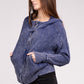 Bohemian Acid Wash Cotton Waffle Hooded Zip-Up Jacket