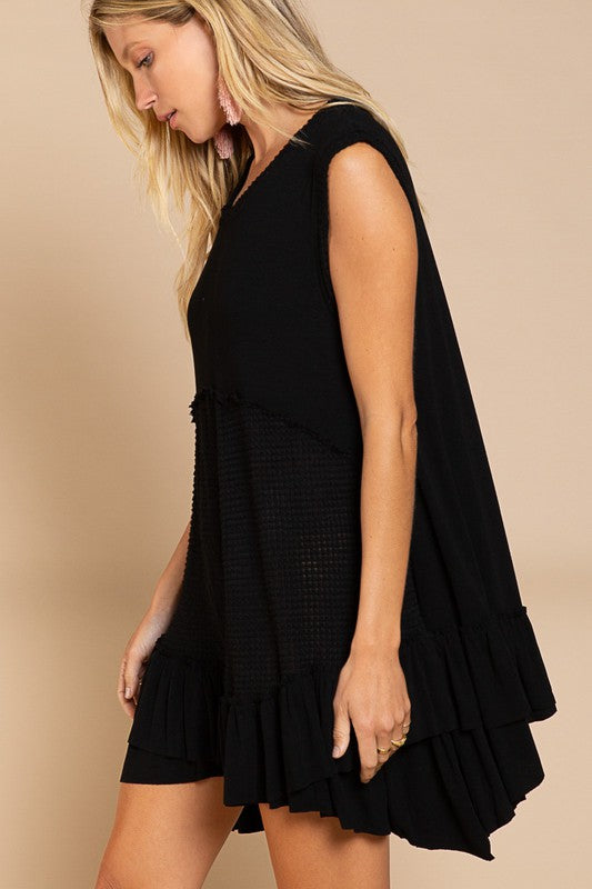 Bohemian Sleeveless Ruffle Hem Dress