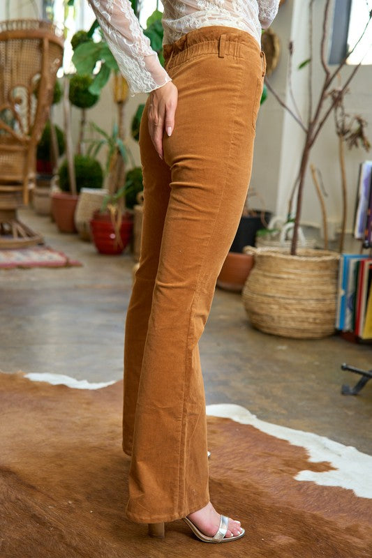 Bohemian Corduroy Button Front Flare Pants