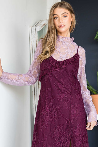 Bohemian Romance Floral Print Lace Long Sleeves Top